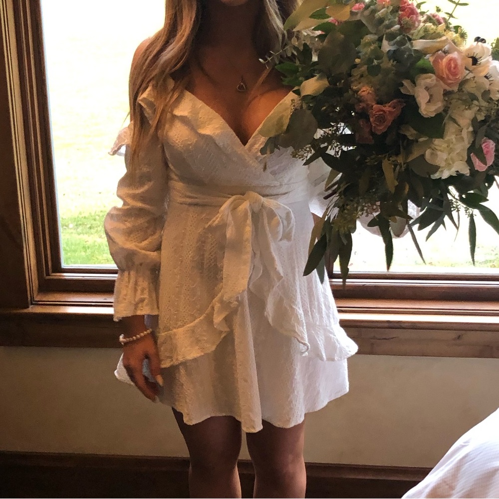 White dress fashion nova cottagecore milkmaid
